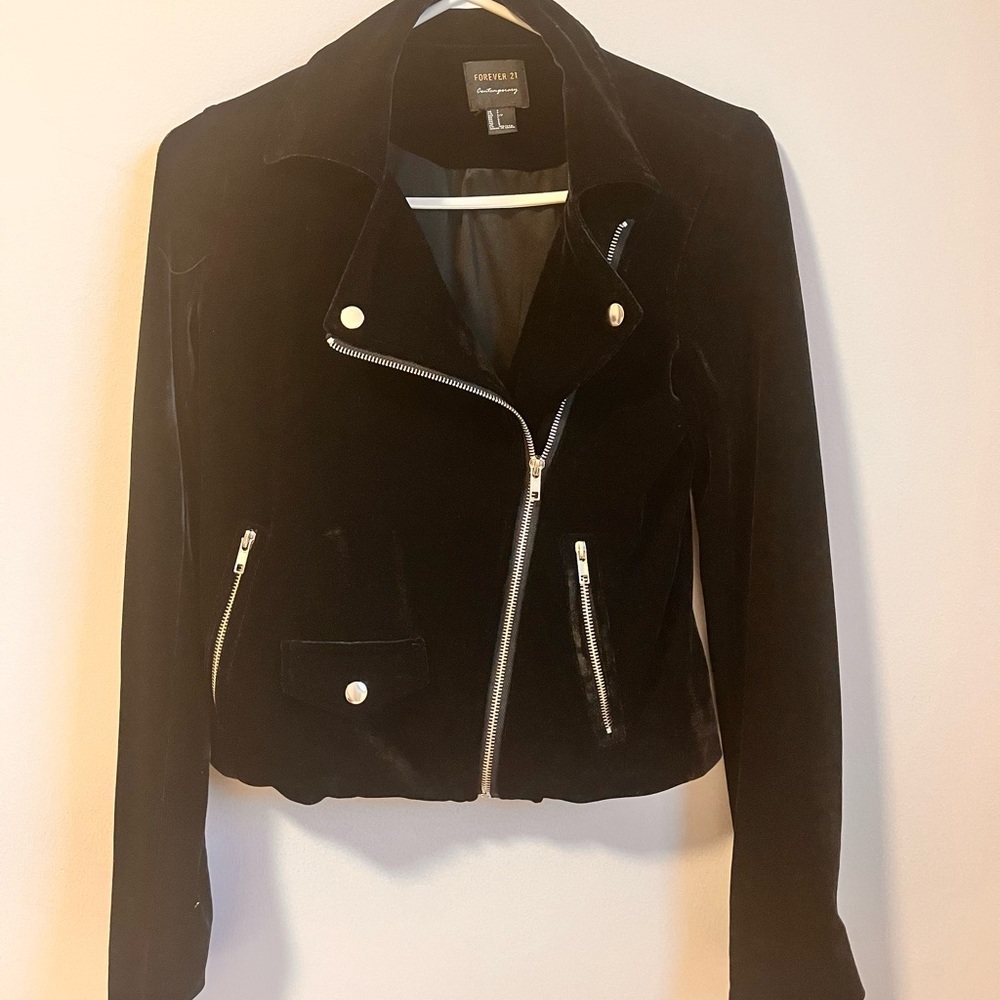 Black faux suede stretchy jacket